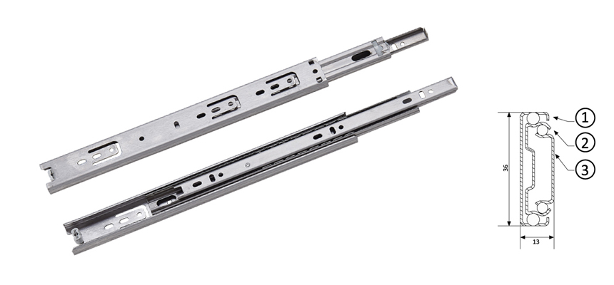 Drawer Slider 36MM Width,Stainless Steel,Full Extension Ball Bearing